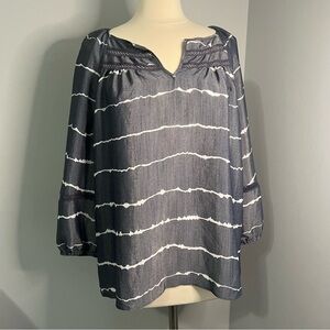 Como Blu XL Blue V-Neck Raglan Sleeve Lightweight Peasant Blouse